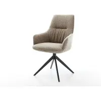 DELIFE Chaise-pivotante Zelia-Flex avec accoudoirs bouclé boue pied croisé large noir pivotement sur 360° fonction bascule ressorts ensachés
