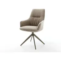 DELIFE Chaise-pivotante Zelia-Flex avec accoudoirs bouclé boue pied croisé large aspect titane pivotement sur 360° fonction bascule ressorts ensachés