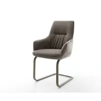 DELIFE Cantilever Zelia-Flex avec accoudoirs tissu structuré doux taupe pied cantilever plat aspect titane ressorts ensachés