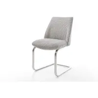 DELIFE Cantilever Elso-Flex côtelé gris argenté pied cantilever plat acier inoxydable brossé ressorts ensachés