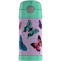 Thermos Gourde Isotherme Funtainer Straw Bottle, Papillons
