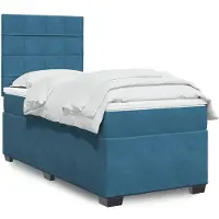 vidaXL Lit boxspring avec matelas bleu 90x200 cm velours
