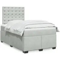 vidaXL Lit boxspring avec matelas gris clair 120x200 cm velours