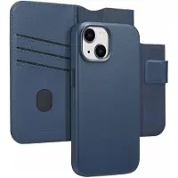 Accezz Étui de télephone portefeuille en cuir 2-en-1 avec MagSafe pour Apple iPhone 15 - Nightfall Blue