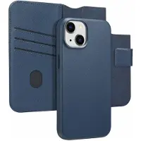 Accezz Étui de télephone portefeuille en cuir 2-en-1 avec MagSafe Apple iPhone 14 - Nightfall Blue