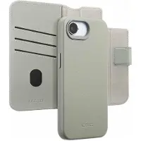 Accezz Étui de télephone portefeuille en cuir 2-en-1 avec MagSafe pour Apple iPhone 17e / 16e - Light Grey