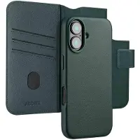 Accezz Étui de télephone portefeuille en cuir 2-en-1 avec MagSafe Apple iPhone 16 - Cedar Green