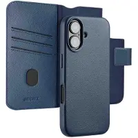 Accezz Étui de télephone portefeuille en cuir 2-en-1 avec MagSafe Apple iPhone 16 - Nightfall Blue