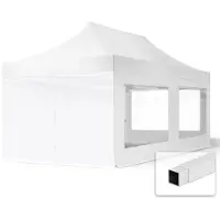 TOOLPORT 3x6 m Tonnelle pliante Acier, PES 700, côtés panoramiques, blanc
