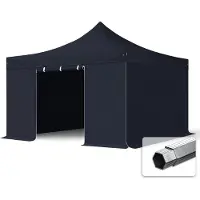 TOOLPORT 4x4 m Tonnelle pliante Alu, PVC 850, côtés sans fenÃªtre, noir