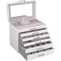 Songmics Boîte à bijoux à 6 niveaux, Blanc