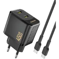 Dudao A28PCEU 45W GaN Charger + USB-C Black (45 W, 2 ports), Chargeur USB, Noir