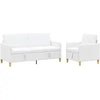 vidaXL Ensemble de canapés avec rangement, 2 pièces, polyester blanc