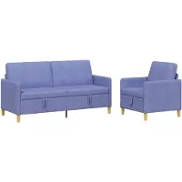 vidaXL Ensemble de canapés avec rangement, 2 pièces, bleu jean, polyester