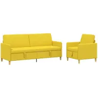 vidaXL Ensemble de canapés avec rangement, 2 pièces, polyester jaune clair