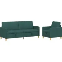 vidaXL Ensemble de canapés avec rangement, 2 pièces, polyester vert foncé