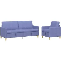 vidaXL Ensemble de canapés avec rangement, 2 pièces, bleu jean, polyester