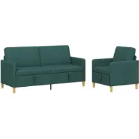 vidaXL Ensemble de canapés avec rangement, 2 pièces, polyester vert foncé