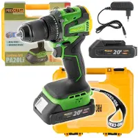 Procraft Perceuse-visseuse sans fil PA20Li 20 V 50 Nm sans balais + 1 batterie 2,0 Ah + chargeur + mallette