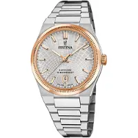 Festina Montre Rivé Swiss Made Silver & Rose-Gold