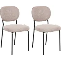 Beliani Ensemble de 2 chaises de salle à manger marron clair revêtement en tissu sans accoudoirs facile d'entretien style scandinave minimaliste cuisine salle à manger