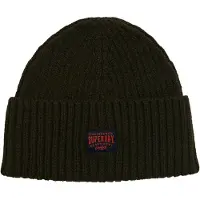 Superdry Femme Tricoté Workwear Bonnet, Vert Foncé &amp; Rouge