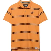 Superdry pour homme. M1110464A Polo orange à rayures vintage (L), Casuel, Coton, Manche courte