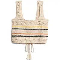 Superdry Dames Crème Débardeur Court en A Lacets Crochet, Taille: 44