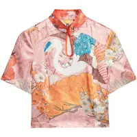 Superdry Femme Haut en Jacquard à col Mao Pink Taille: 38