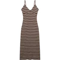 Superdry Robe Longue Sans Manches Stripe Rib Jersey