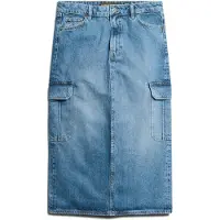 Superdry Denim Cargo Pocket Midi Skirt Bleu 30 Femme
