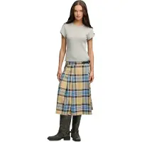 Superdry Femme Jupe Midi Plissée à Carreaux Blue Taille: 36