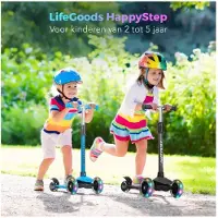 LifeGoods Scooter pour enfants HappyStep - Étape 2-5 ans - 3 roues lumineuses - Garçons/Filles - Noir