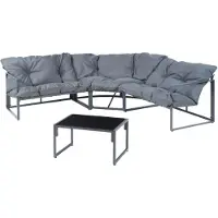 Casa.pro Ensemble de salon 'Karg' Canapé avec table basse Coussin Gris foncé