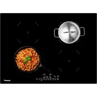 Kitchenbrothers Table de cuisson à induction - Table de cuisson à induction encastrable - 70 cm - 4 zones - 1 et 2 phases - Jusqu'à 2300W - Noir