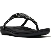 FitFlop pour femme. A5Y-001 Sandales Solay Mixed-Crystal Toe noir (39), Cuir, Plat, Aucun, Casuel