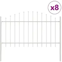 vidaXL Clôture de jardin 8 pièces Blanc 170 x 140 cm Acier thermolaqué