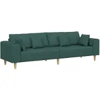 vidaXL Sofa en tissu avec coussin Vert foncé 208 cm tissu