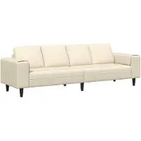 vidaXL Sofa en tissu avec coussin Crème 208 cm Tissu en velours côtelé