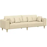 vidaXL Sofa en tissu avec coussin Crème 208 cm tissu