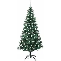 vidaXL Sapin de Noël artificiel pré-éclairé Vert 210 cm PVC et métal
