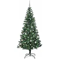 vidaXL Sapin de Noël artificiel pré-éclairé Vert 210 cm PVC et métal