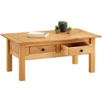 Idimex Table Basse De Salon Cancun Rectangulaire En Bois Avec 2 Tiroirs, En Pin Massif Finition Teintée/Cirée