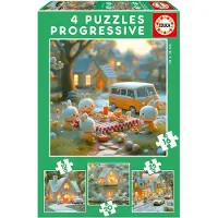 Educa Puzzles progressifs - - Rabbit City - 4 puzzles - 12 à 25 pièces - Pour enfants