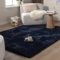NATURL. Tapis doux à poils longs - Comfy Supreme Bleu Foncé | 200x290 cm | Rectangulaire | Pile haute