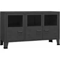 vidaXL Industrial Sideboard Anthracite 105x35x62 cm Métal et verre