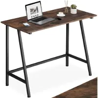 TecTake Bureau Newton - Bois foncé industriel, rustique