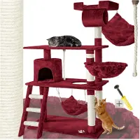 TecTake Arbre à chat MARCEL 141 cm - rouge bordeaux
