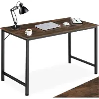 TecTake Table de bureau Jenkins - Bois foncé industriel, rustique, 140 cm