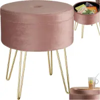 TecTake - Tabouret d'assise Ava rose - 403953